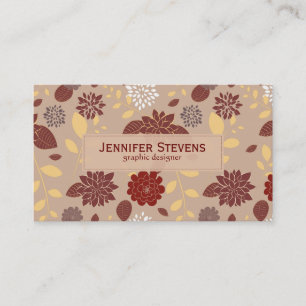Carte De Visite Élégantes Fleurs Brown Et Beiges Rétro