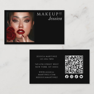 Carte De Visite Élégantes icônes sociales QR Code Photo Maquillage