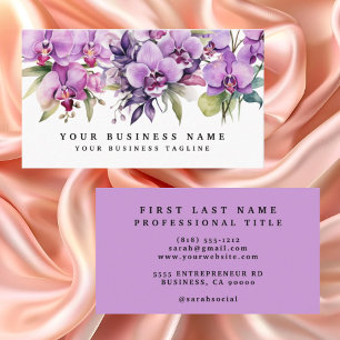 Carte De Visite Élégantes Orchidées Fleurs Florales Violettes 