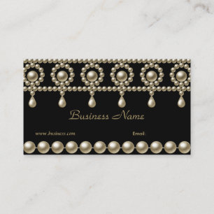 Carte de visite Élégantes perles sur fond noir