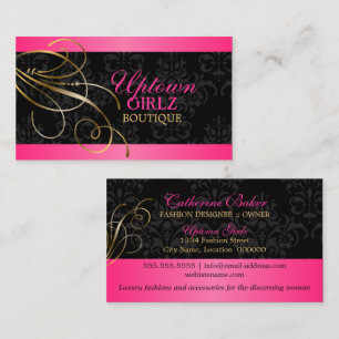 Carte De Visite Élégantes perruques d'or et Damas noir
