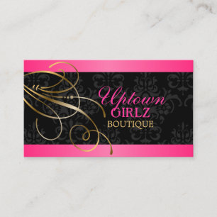 Carte De Visite Élégantes perruques d'or et Damas noir