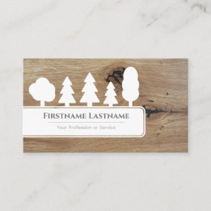 Carte De Visite Élégants arbres blancs sur parquet en bois brun