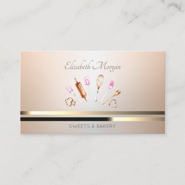 Carte De Visite Élégants outils de boulangerie professionnelle Gol (Devant)