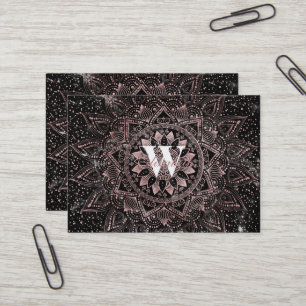 Carte De Visite Elégants pointes Roses en or marbre Mandala