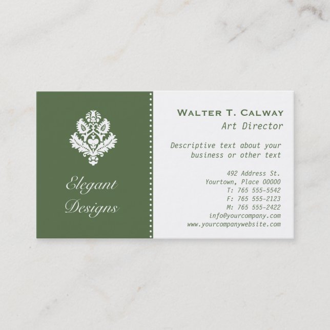 Carte De Visite Élément d'organisation (vert) (Devant)