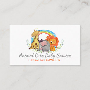 Carte De Visite Élément Girafe Lion Bébé Sauvage Garderie Crèche