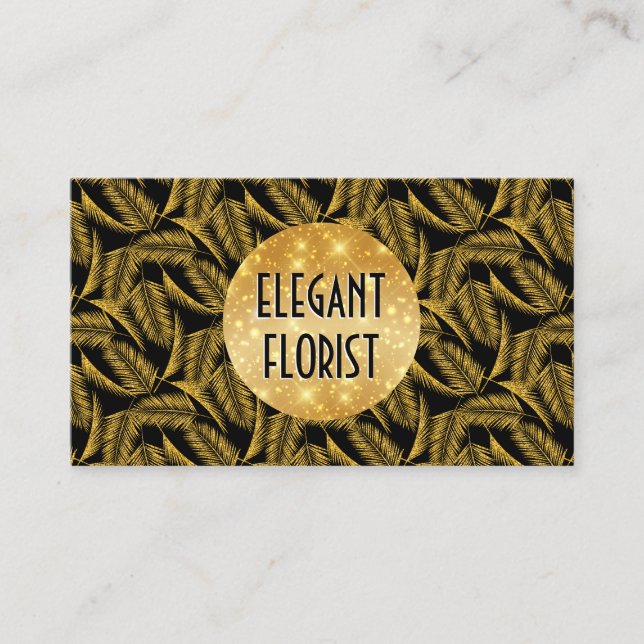 Carte De Visite Eléments floraux Motifs feuille or (Devant)