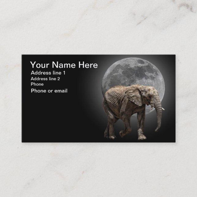 CARTE DE VISITE ÉLÉPHANT #1 DE MOONGLOW (Devant)