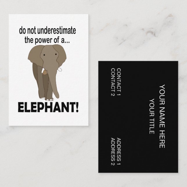 Carte De Visite Éléphant Animal Faune Eléphant (Devant / Derrière)