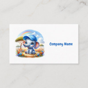 Carte De Visite Eléphant Bébé Bleu Cute