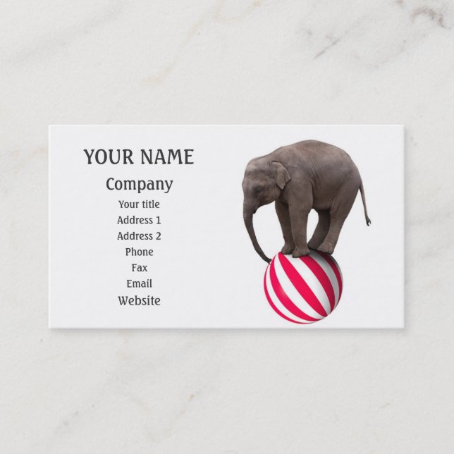 Carte De Visite Éléphant de équilibrage (Devant)