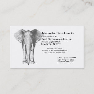 Carte De Visite Éléphant en noir et blanc
