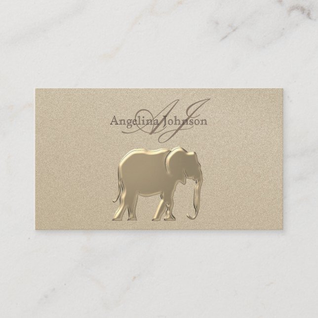 Carte De Visite Eléphant Gold Foil Élégant professionnel (Devant)