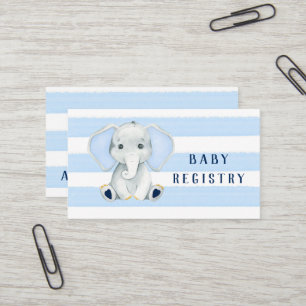 Carte De Visite Eléphant mignon Avec Bleu Grilles Bébé Registre