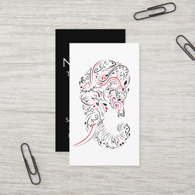 Carte De Visite éléphant orné (Devant/Arrière en situation)
