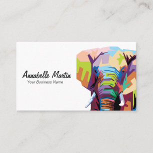 Carte De Visite Eléphant Pop Art coloré