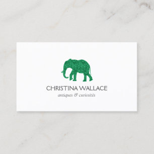 Carte De Visite Eléphant vintage à motif vert