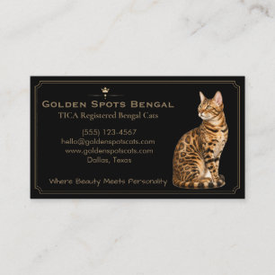 Carte De Visite Élevage de chats Bengal noirs de luxe personnalisa