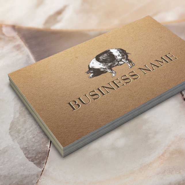 Carte De Visite Élevage de porc élevage rustique Kraft (Créateur téléchargé)