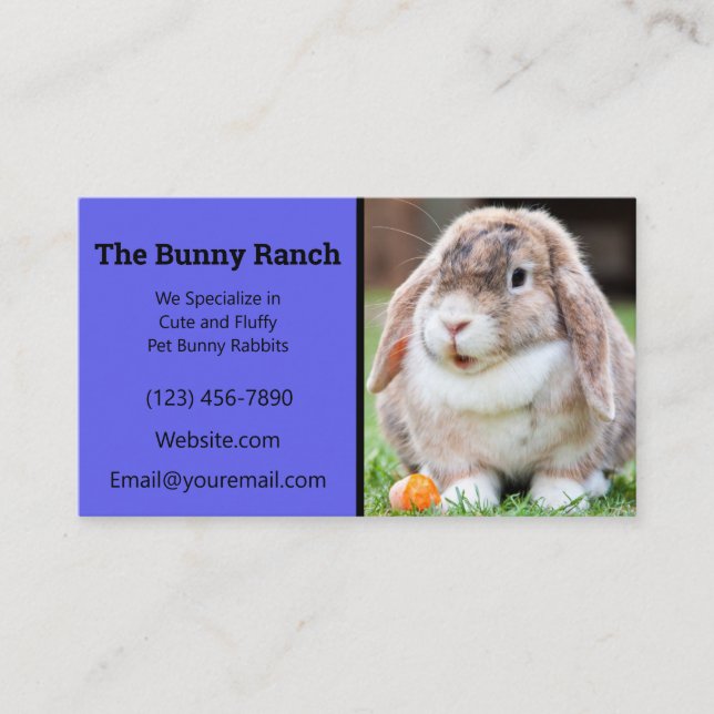 Carte De Visite Éleveur de lapin bleu (Devant)