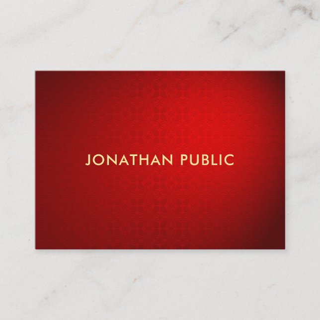 Carte De Visite Elite Red Damask Gold Text Professional Classy (Devant)