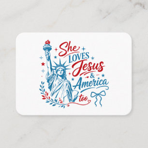 Carte De Visite Elle aime Jésus et l'Amérique aussi le 4 juillet C