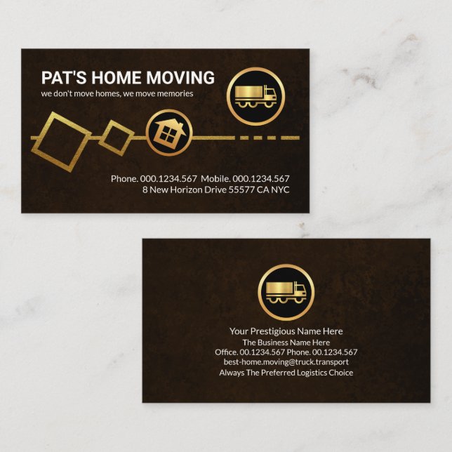 Carte De Visite Emballage des boîtes de réception Gold Moving (Devant / Derrière)