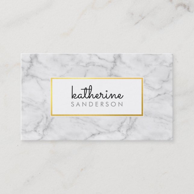 Carte De Visite EMBLEM PROFESSIONNEL marbre moderne noir faux or (Devant)