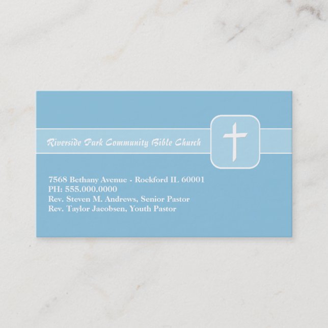 Carte De Visite Emblème bleu de ministère d'église chrétienne avec (Devant)