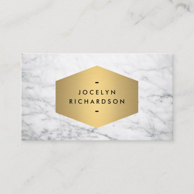 Carte De Visite Emblème Luxe Gold sur Marbre blanc (Devant)