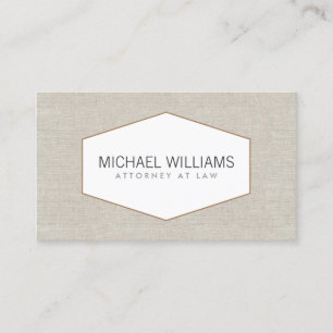 Carte De Visite Emblème vintage sur Tan Linen (Faux)