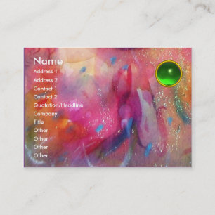 Carte De Visite EMERALD ABSTRAIT, rouge vif rose bleu vert