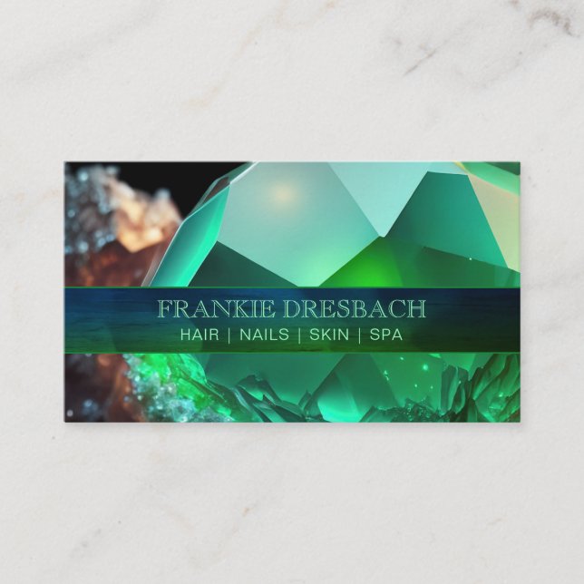 Carte De Visite Emerald Green Crystal Glam Luxe Elegant (Devant)