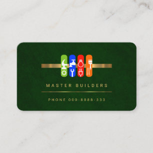 Carte De Visite Emerald Green Elegance Gold Handyman Tools