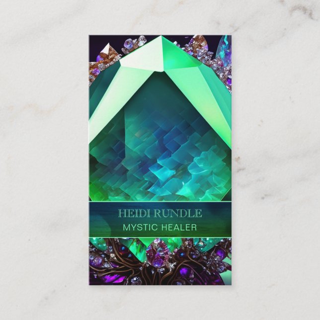 Carte De Visite Emerald Green Jewel Mystic Healer Gemstone Crystal (Devant)