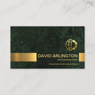 Carte De Visite Emerald Green Marble Grunge Gold Stripe Corporate