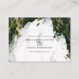 Carte De Visite Emerald Marbled Aquarelle Geode BarefootBride™