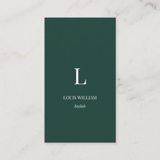 Carte De Visite Émeraude professionnelle minimaliste Monogramme mo (Devant)