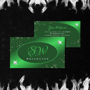 Carte De Visite Émeraude Vert Mette Parties scintillant Étoiles Di