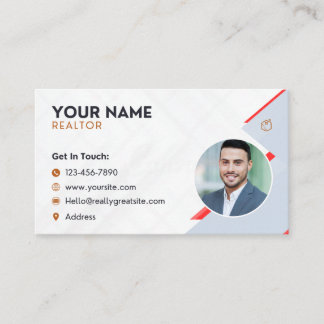 Carte De Visite Employé professionnel photo blanc rouge Immobilier