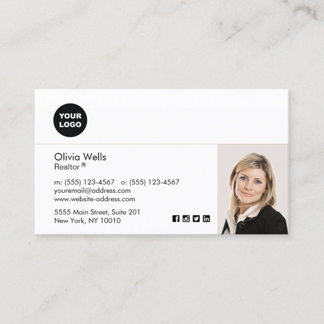 Carte De Visite Employé Professionnel Photo Blanche Entreprise Ca (Devant)