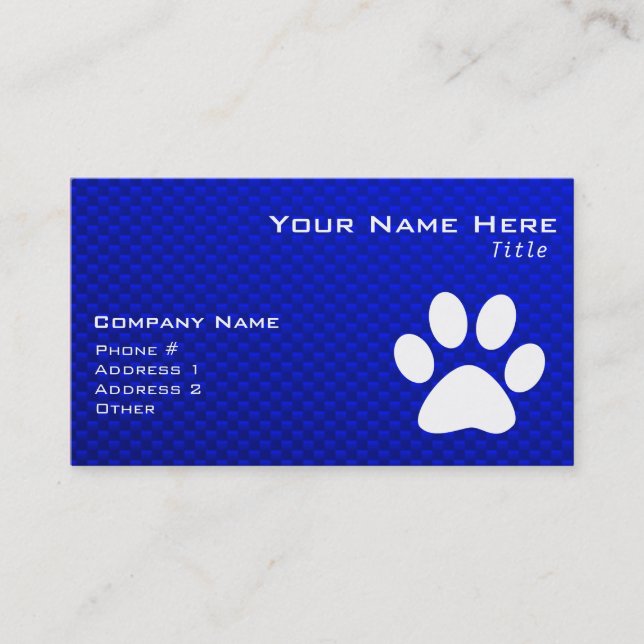 Carte De Visite Empreinte de patte bleu (Devant)