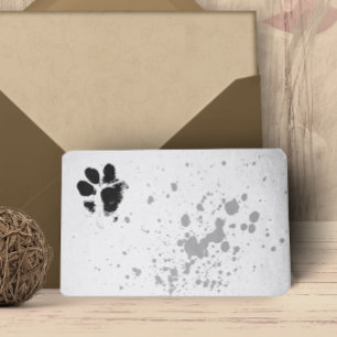 Carte De Visite empreinte de patte chien aquarelle design gris et 