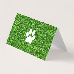 Carte De Visite Empreinte de patte de chien   Arrière - plan vert