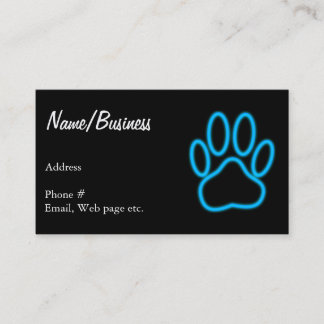 Carte De Visite Empreinte de patte de chien de Néon Bleu