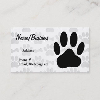 Carte De Visite Empreinte de patte de chien noir et os personnalis