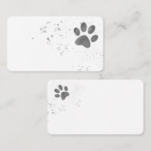 Carte De Visite empreinte de patte de chien tache de peinture gris