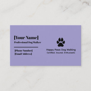 Carte De Visite Empreinte de patte minimaliste chien marcheur Cart