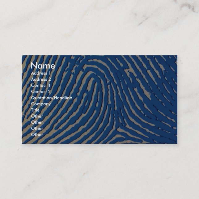 Carte De Visite Empreinte digitale bleue magnifiée (Devant)